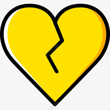 破碎的心浪漫的生活方式10黄色图标图标