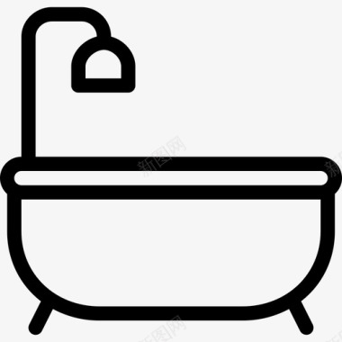 浴缸家用电器和家具直线型图标图标
