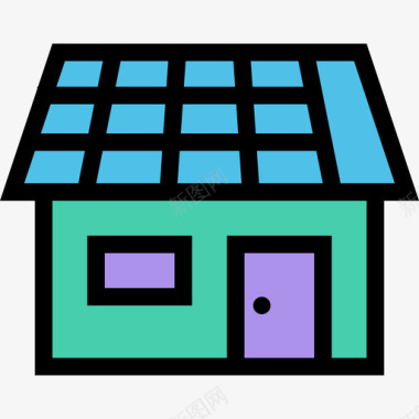 太阳能电池板生态10彩色图标图标