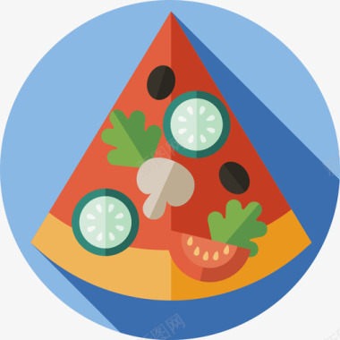 披萨夏季食品和饮料扁平图标图标