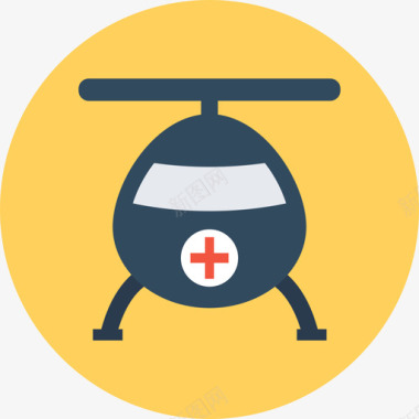 直升机医疗卫生2号圆形图标图标