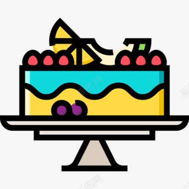 麦子蛋糕蛋糕夏季食品饮料4线性颜色图标图标