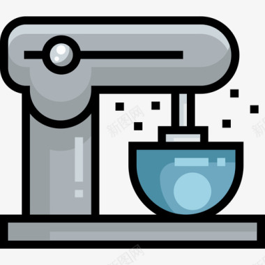 迷你搅拌机搅拌机面包房6线性颜色图标图标