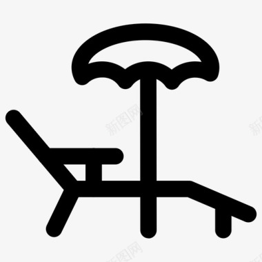 沙滩椅放松雨伞图标图标