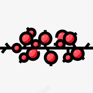 浆果肉质浆果夏季食品饮料4线性颜色图标图标