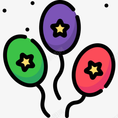 气球狂欢节6线性颜色图标图标
