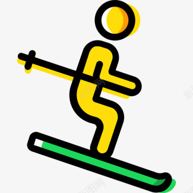 冬天滑雪冬天黄色图标图标