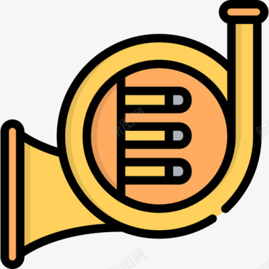 法国喇叭音乐元素6线性颜色图标图标