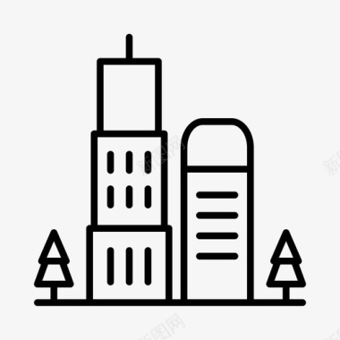 城市建筑物中央商务区图标图标