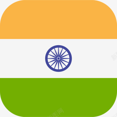 多彩方形印度国际国旗3圆形方形图标图标