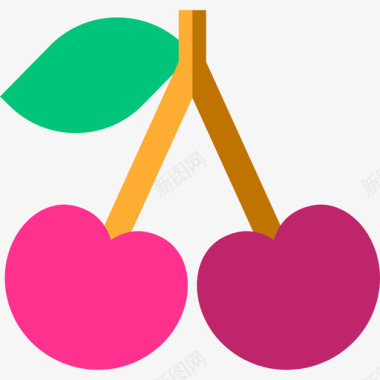 樱桃剪影图标矢量设计樱桃4号弹簧扁平图标图标