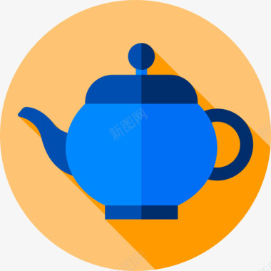 茶壶茶杯素材茶壶英国7号扁平图标图标