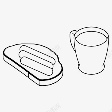 烤面包加香肠早餐早午餐图标图标
