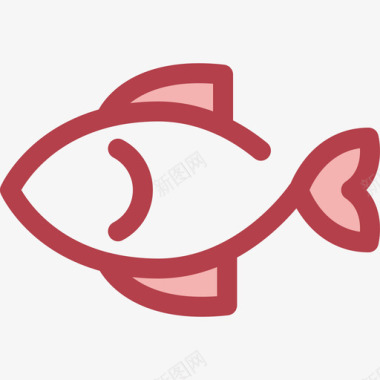 鱼食物和餐厅6红色图标图标