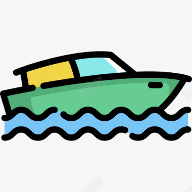 船冲浪3线性颜色图标图标