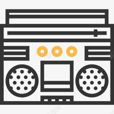 盒式收音机电子和器件3黄色阴影图标图标