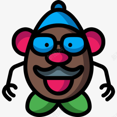 土豆先生玩具12线性颜色图标图标