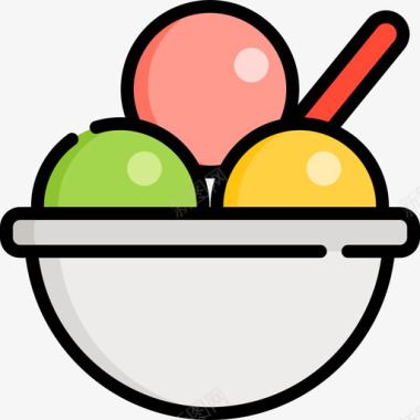冰淇淋暑假5线性颜色图标图标