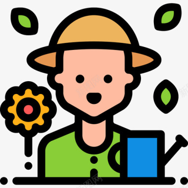园丁职业和工作6线性颜色图标图标