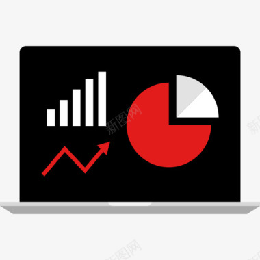 2019红色统计信息图形红色3平坦图标图标