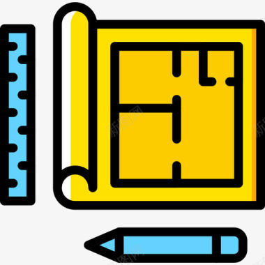 黄色皮尺蓝图建筑6黄色图标图标