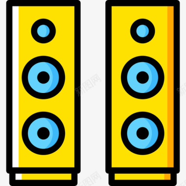 音乐组合扬声器音乐9黄色图标图标
