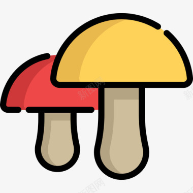 蘑菇森林里的4线状的颜色图标图标