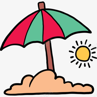 太阳伞夏季3彩色图标图标