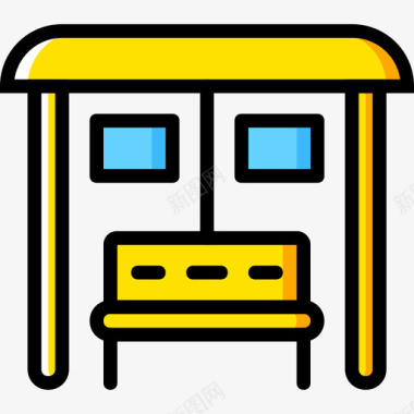 公交车站城市景观4黄色图标图标