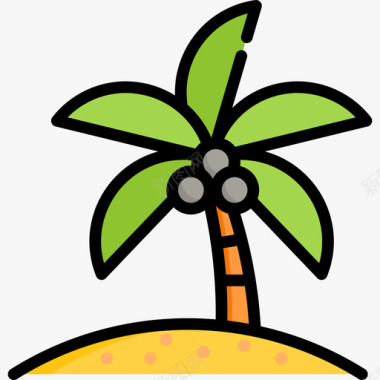 棕榈暑假5线形颜色图标图标