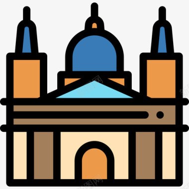 英格兰大教堂线条颜色图标图标