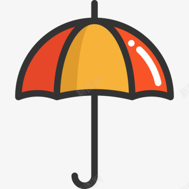 伞秋季元素5线条色图标图标
