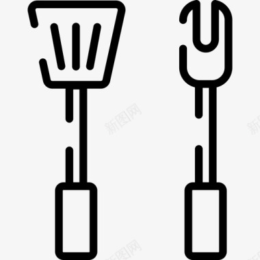 烧烤工具野餐8线性图标图标