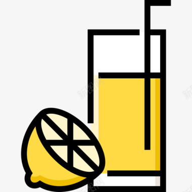 柠檬水夏季食品饮料4线性颜色图标图标