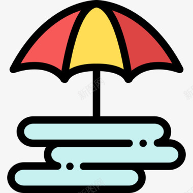 太阳伞夏季8线型颜色图标图标