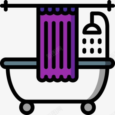 浴缸浴室物品4线性颜色图标图标