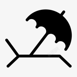 长椅旁的雨伞海滩长椅休息室图标高清图片