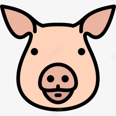 猪动物25线性颜色图标图标