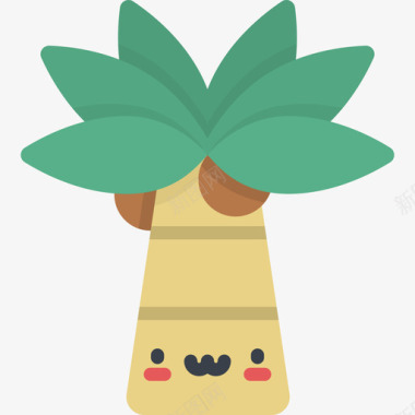 棕榈树kawaii夏季人物平坦图标图标