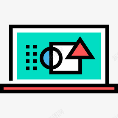 创意电脑草坪笔记本电脑创意流程19线性颜色图标图标