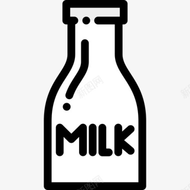 牛奶健康食品8原色图标图标