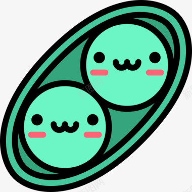 豌豆可爱的食物3线性颜色图标图标