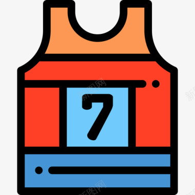 运动休闲T恤T恤篮球队线性颜色图标图标