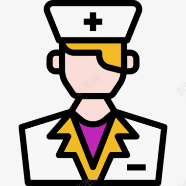 护士护士医院保健线性颜色图标图标