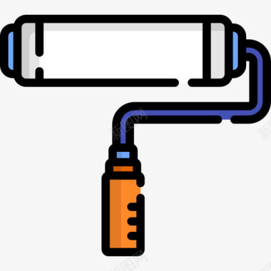油漆溅落油漆辊油漆工具6线颜色图标图标
