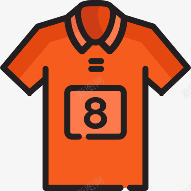 足球足球运动衫2号比赛线性颜色图标图标