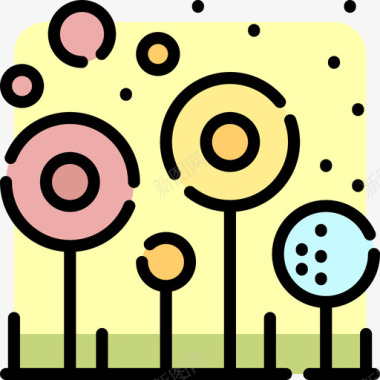 花卉景观23线性颜色图标图标