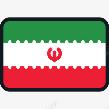 矩形伊朗国旗收藏4圆角矩形图标图标