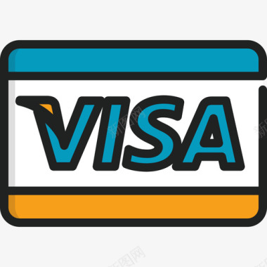 Visa信用卡3线性颜色图标图标