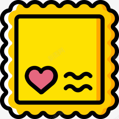 邮票浪漫生活方式10黄色图标图标